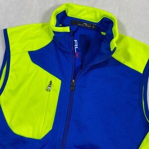 RLX Ralph Lauren Golf Vest Full Zip Sleeveless Performance Blue Neon Yellow S